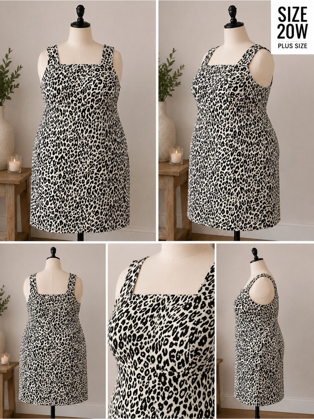 Leopard Print Mini Dress in Black & White
